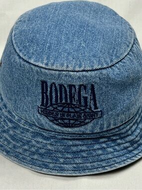 BODEGA “Hidden In Plain Sight” Medium Wash Denim Bucket Hat Size L Made In USA
